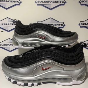 Nike Air Max 97 QS Metallic Silver Size 6 Men Black/Red/Silver